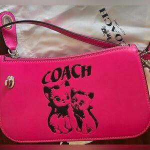 Coach Lil Nas X Drop Penn Leather Shoulder Bag Fuchsia Pink (w/ kittens)+ BEANIE